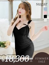 【サマーセール開催中！! 】XSサイズあり【Glossy/グロッシー】ダブルポイントリボン/ シンプル/ ノースリーブ/ ストレッチ/ リブニット/ タイト/ ミニドレス/ キャバドレス[OF08]