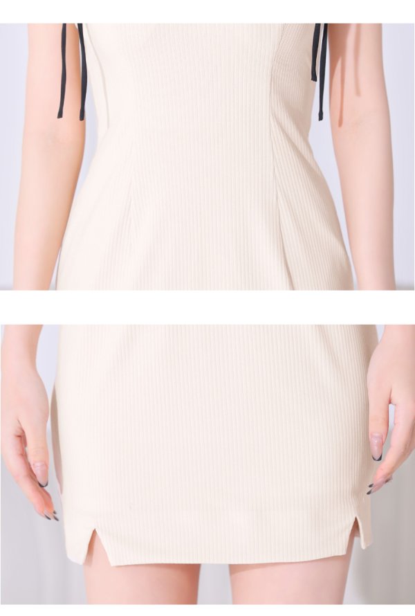 画像30: XSサイズあり【Glossy/グロッシー】ダブルポイントリボン/ シンプル/ ノースリーブ/ ストレッチ/ リブニット/ タイト/ ミニドレス/ キャバドレス[OF08]