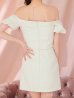 画像8: XSサイズあり【ROBE de FLEURS/ローブドフルール】 セットアップ/ オフショル/ ビジュー/ ウエストリボン/ パフスリーブ/ ツイード/ タイト/ ミニドレス/ キャバドレス[OF2]