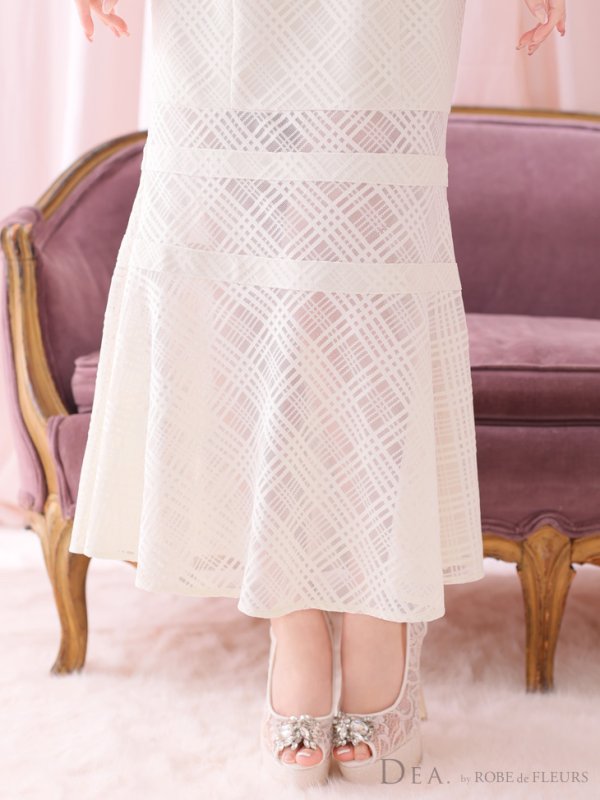 画像6: Lサイズあり【DEA./ディア】襟付き/ ウエストカット/ ノースリーブ/ チェック/ マーメイド/ ミモレ丈/ ミディアムドレス/ キャバドレス[OF08]