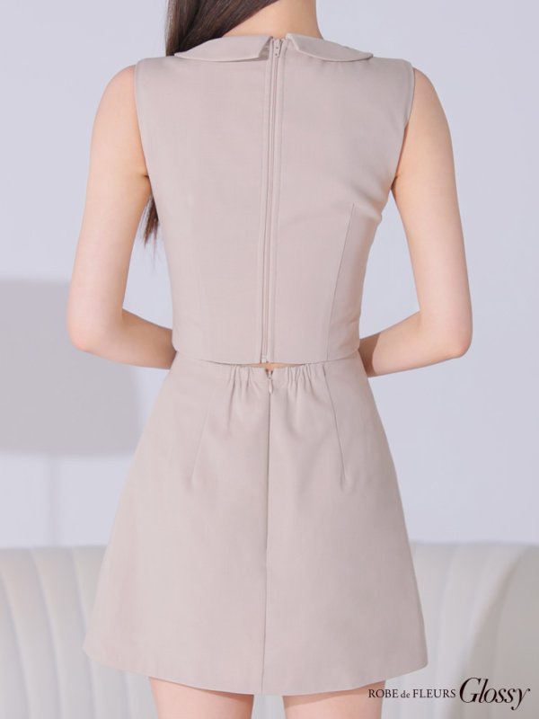 画像40: XSサイズあり【Glossy/グロッシー】襟付き/ マニッシュダブルボタン/ トラベル/ タイト/ セットアップ/ ミニドレス/ キャバドレス[OF08]