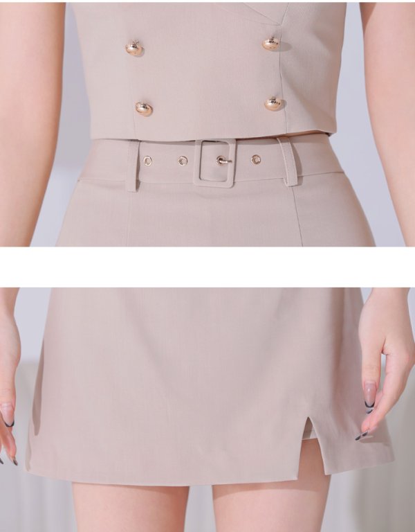 画像42: XSサイズあり【Glossy/グロッシー】襟付き/ マニッシュダブルボタン/ トラベル/ タイト/ セットアップ/ ミニドレス/ キャバドレス[OF08]