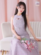 【予約商品/4月上旬発送予定】Lサイズあり【DEA. by ROBE de FLEURS/ディアバイローブドフルール】ノースリーブ/ バストカット/ ツイード/ フレア/ ミモレ丈/ ミディアムドレス/ キャバドレス