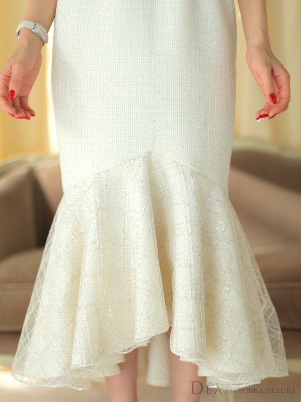 画像7: Lサイズあり【DEA./ディア】スプリングツイード/ マーメイド/ チェック/ キャミソール/ ミモレ丈/ ミディアムドレス/ キャバドレス[OF08]