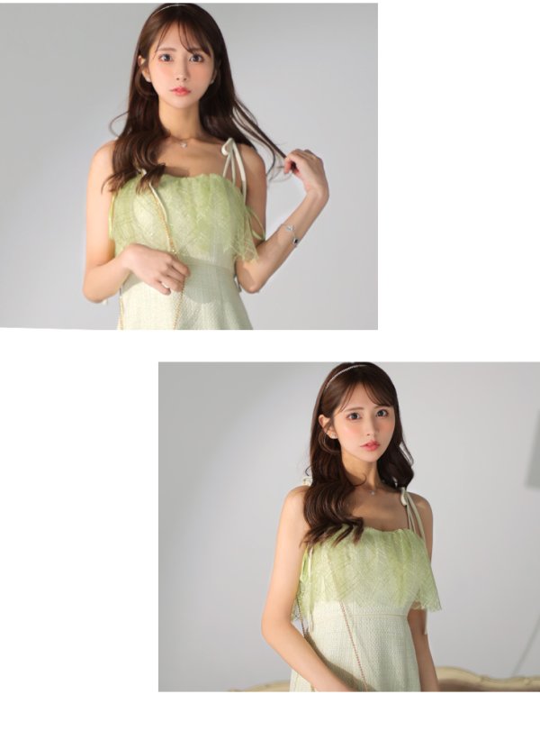 画像10: Lサイズあり【DEA./ディア】スプリングツイード/ マーメイド/ チェック/ キャミソール/ ミモレ丈/ ミディアムドレス/ キャバドレス[OF08]