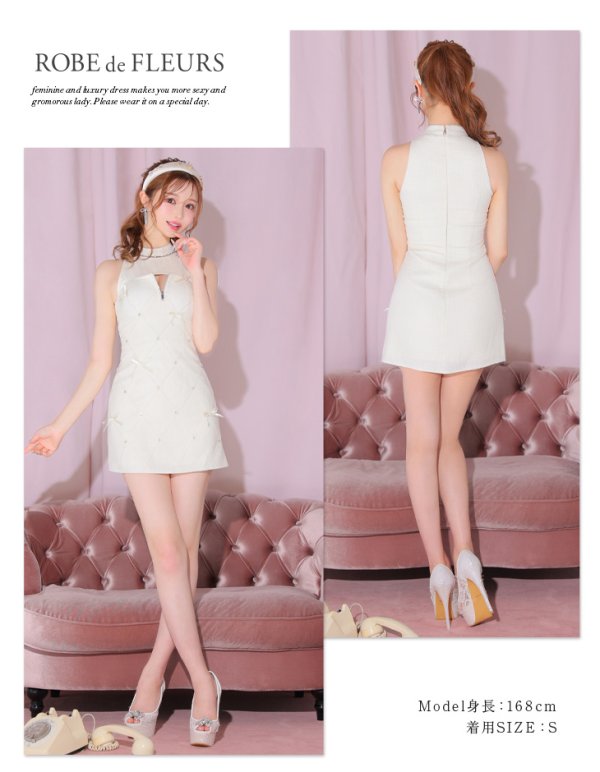 画像25: XSサイズあり【ROBE de FLEURS/ローブドフルール】バレエコアランダム/ スイート/ ミニリボン/ フレア/ ミニドレス/ キャバドレス[OF08]