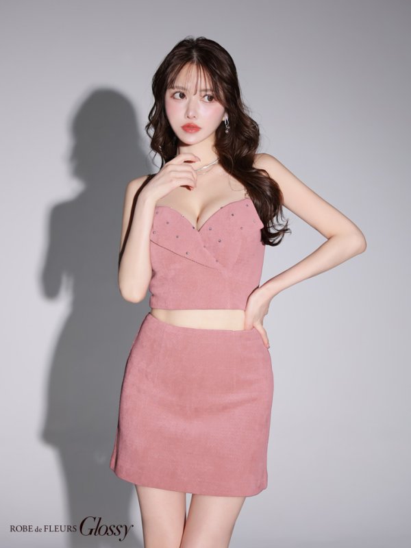 画像41: XSサイズあり【Glossy/グロッシー】バストビジュー/ ニット/ キャミソール/ セットアップ/ ミニドレス/ キャバドレス[OF08]