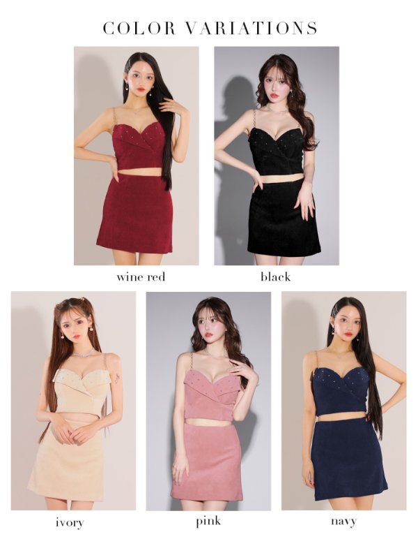 画像18: XSサイズあり【Glossy/グロッシー】バストビジュー/ ニット/ キャミソール/ セットアップ/ ミニドレス/ キャバドレス[OF08]