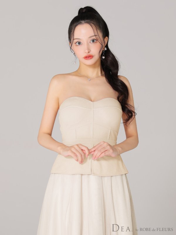 画像4: Lサイズあり【DEA./ディア】ペプラム/ ロングチュール/ キャミ/ フレア/ ミモレ丈/ ミディアムドレス/ キャバドレス[OF08]