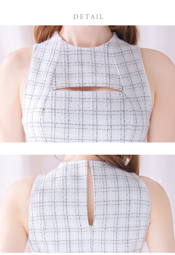 画像23: Lサイズあり【DEA./ディア】バストカット/ シンプル/ ツイード/ ベルト/ タイト/ 膝丈/ ミディアムドレス/ キャバドレス[OF08]