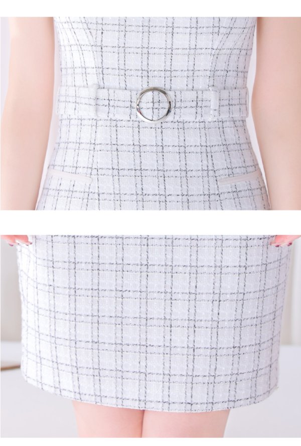 画像24: Lサイズあり【DEA./ディア】バストカット/ シンプル/ ツイード/ ベルト/ タイト/ 膝丈/ ミディアムドレス/ キャバドレス[OF08]