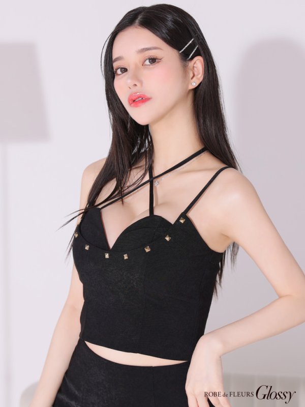 画像7: XSサイズあり【Glossy/グロッシー】スエード/ フロントクロス/ スタッズ/ タイト/ セットアップ/ ミニドレス/ キャバドレス[OF08]