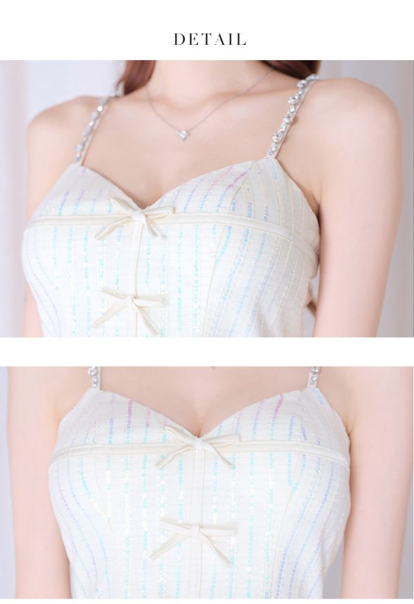 画像32: XSサイズあり【ROBE de FLEURS/ローブドフルール】トリプルミニリボン/ スパンコール/ セットアップ/ ミニドレス/ キャバドレス[OF08]