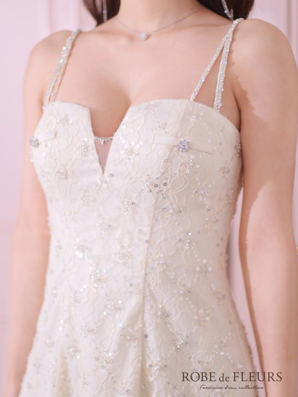 画像17: XSサイズあり【ROBE de FLEURS/ローブドフルール】バストカット/ ビジュー/ スパンコール/ サテン/ キャミソール/ フレア/ ミニドレス/ キャバドレス[OF08]