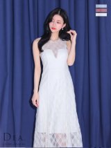 Lサイズあり【DEA.by ROBE de FLEURS/ディアバイローブドフルール】ノースリーブ/ シースルー/ チェック/ レデイサマー/ フレア/ Aライン/ ミディアムドレス/ キャバドレス[OF2]