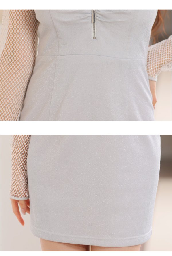 画像10: 【Glossy/グロッシー】ストーンメッシュ/ ラメニット/ タイト/ ミニドレス/ キャバドレス[OF08]