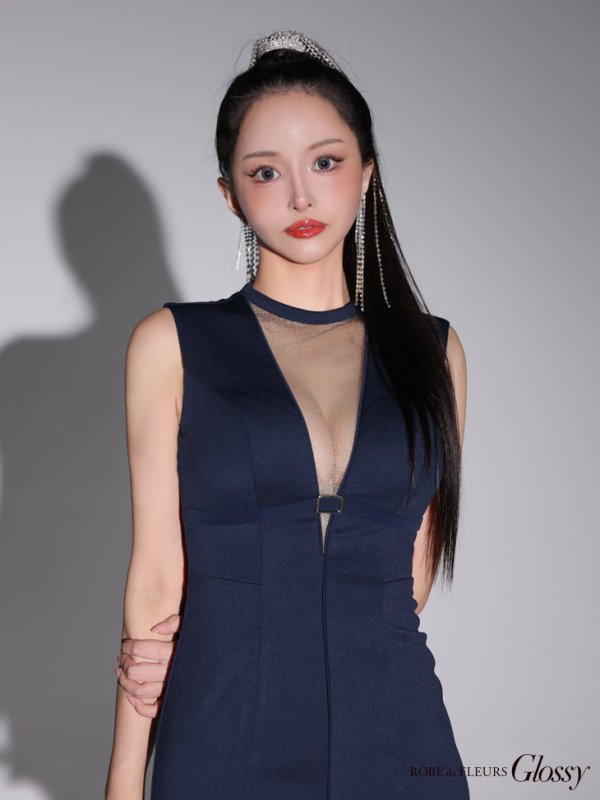 画像27: XSサイズあり【Glossy/グロッシー】デコルテシースルー/ ベルトデザイン/ シンプル/ タイト/ ミニドレス/ キャバドレス[OF08]