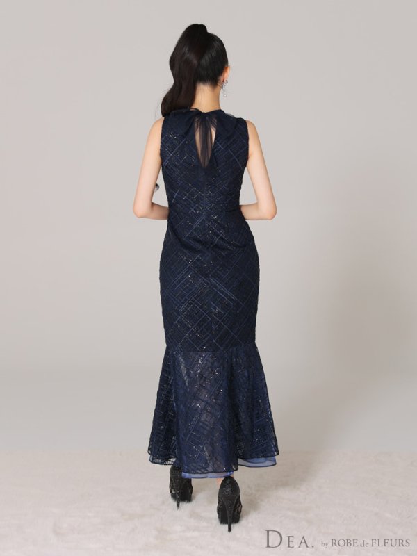 画像13: Lサイズあり【DEA./ディア】マーメイド/ バストジップ/ チェック/ オーガンジー/ ノースリーブ/ ワンピース/ ロングドレス/ キャバドレス long[OF08]