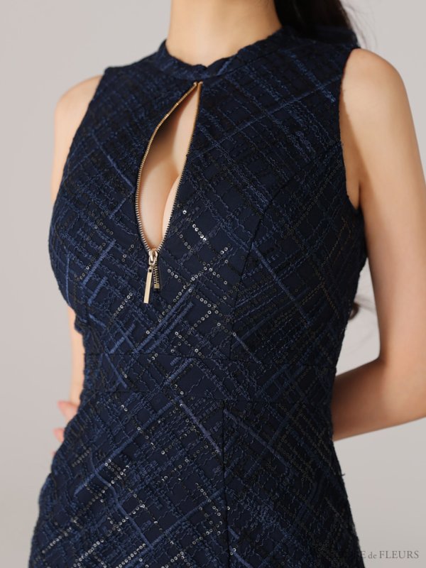 画像15: Lサイズあり【DEA./ディア】マーメイド/ バストジップ/ チェック/ オーガンジー/ ノースリーブ/ ワンピース/ ロングドレス/ キャバドレス long[OF08]