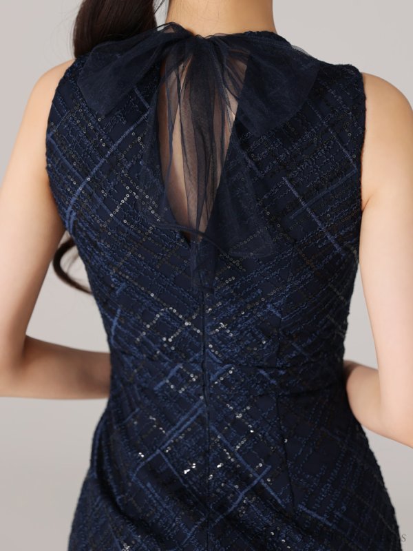 画像16: Lサイズあり【DEA./ディア】マーメイド/ バストジップ/ チェック/ オーガンジー/ ノースリーブ/ ワンピース/ ロングドレス/ キャバドレス long[OF08]