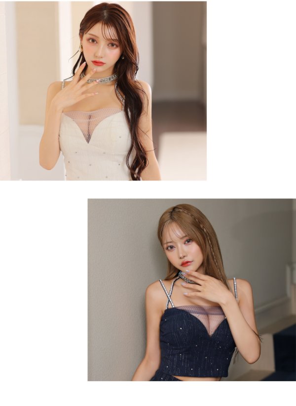 画像10: XSサイズあり【Glossy/グロッシー】ビジューネック/ ハートカット/ コズミック/ ミニドレス/ キャバドレス[OF08]