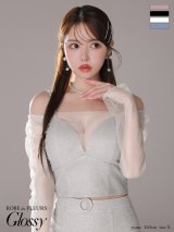 XSサイズあり【ROBE de FLEURS Glossy/ローブ・ド・フルール グロッシー】チュールスリーブ/ ラメ/ セットアップ/ ミニドレス/ キャバドレス[OF2]
