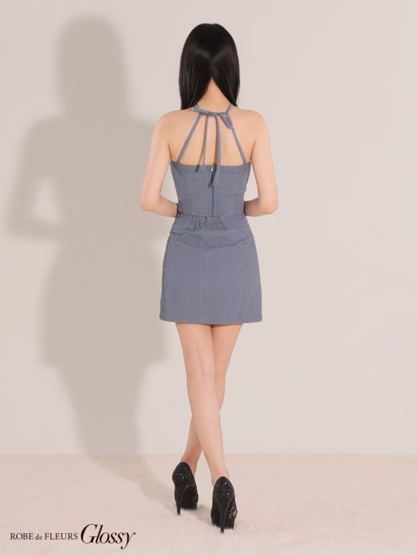 画像33: XSサイズあり【Glossy/グロッシー】クロスホルターネック/ バストジップ/ シンプル/ セットアップ/ タイト/ ミニドレス/ キャバドレス[OF08]