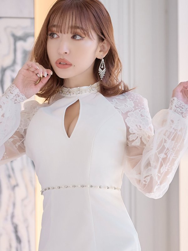 画像5: Lサイズあり【IRMA/イルマ】ワンカラー/ 長袖/ 袖あり/ カットアウト/ ハイネック/ タイト/ ミニドレス【HC02】