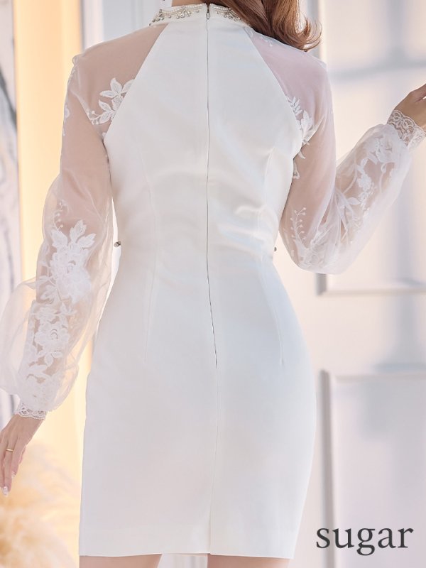 画像11: Lサイズあり【IRMA/イルマ】ワンカラー/ 長袖/ 袖あり/ カットアウト/ ハイネック/ タイト/ ミニドレス【HC02】