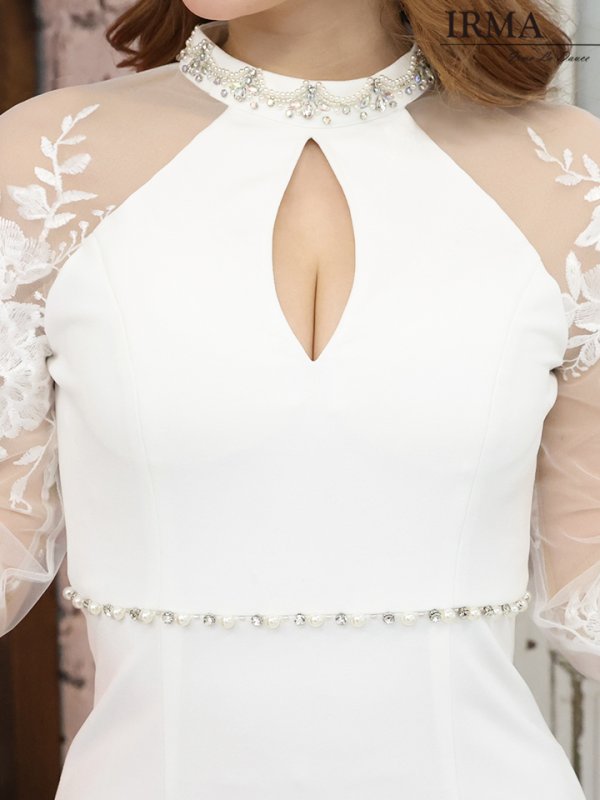 画像7: Lサイズあり【IRMA/イルマ】ワンカラー/ 長袖/ 袖あり/ カットアウト/ ハイネック/ タイト/ ミニドレス【HC02】