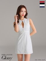 XSサイズあり【ROBE de FLEURS Glossy/ローブ・ド・フルール グロッシー】シンプル/ ノースリーブ/ バストジップ/ タイト/ ミニドレス/ キャバドレス[OF2]