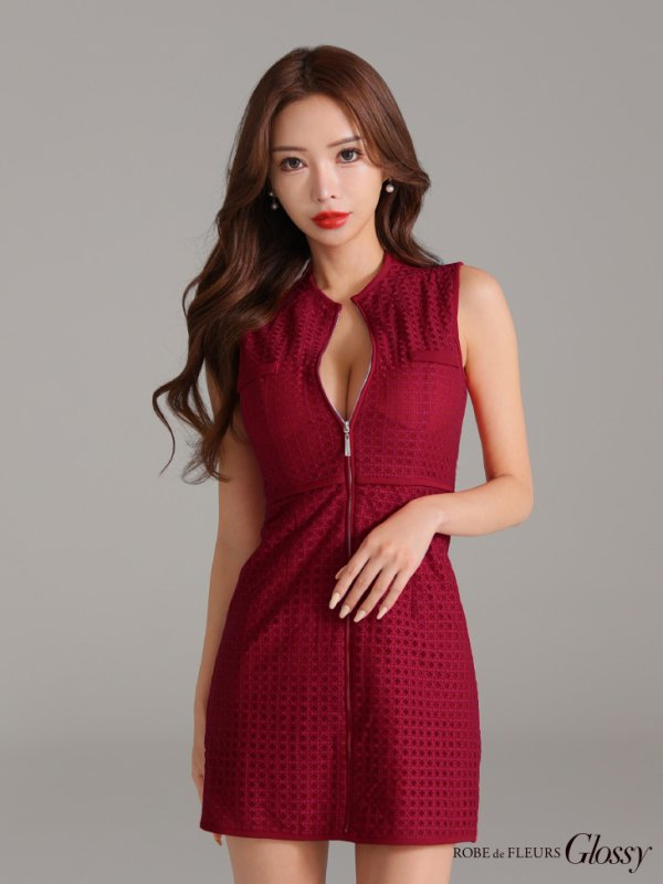 画像8: XSサイズあり【Glossy/グロッシー】シンプル/ ノースリーブ/ バストジップ/ タイト/ ミニドレス/ キャバドレス[OF08]