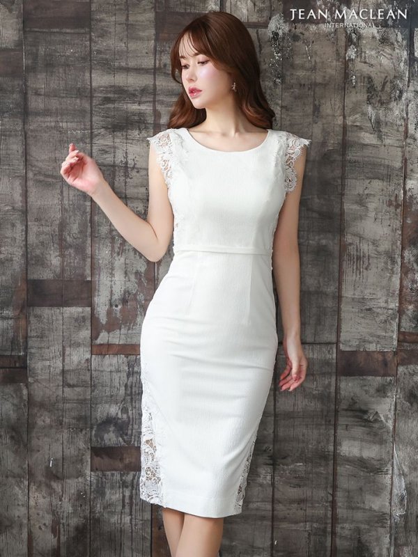 画像14: Lサイズあり【JEAN MACLEAN/ジャンマクレーン】 ワンピース/ フラワーレース/ ノースリーブ/ ワンカラー/ タイト/ ひざ丈/ ミディアムドレス/キャバドレス【HC02】