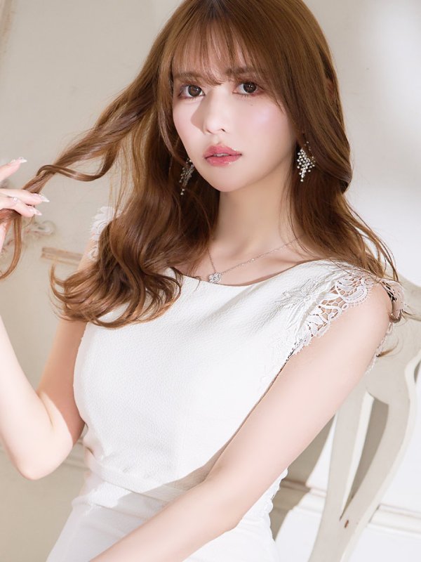 画像5: Lサイズあり【JEAN MACLEAN/ジャンマクレーン】 ワンピース/ フラワーレース/ ノースリーブ/ ワンカラー/ タイト/ ひざ丈/ ミディアムドレス/キャバドレス【HC02】