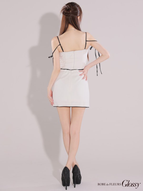 画像25: XSサイズあり【Glossy/グロッシー】リボンオフショル/ デザイン/ リブニット/ セットアップ/ ミニドレス/ キャバドレス[OF08]