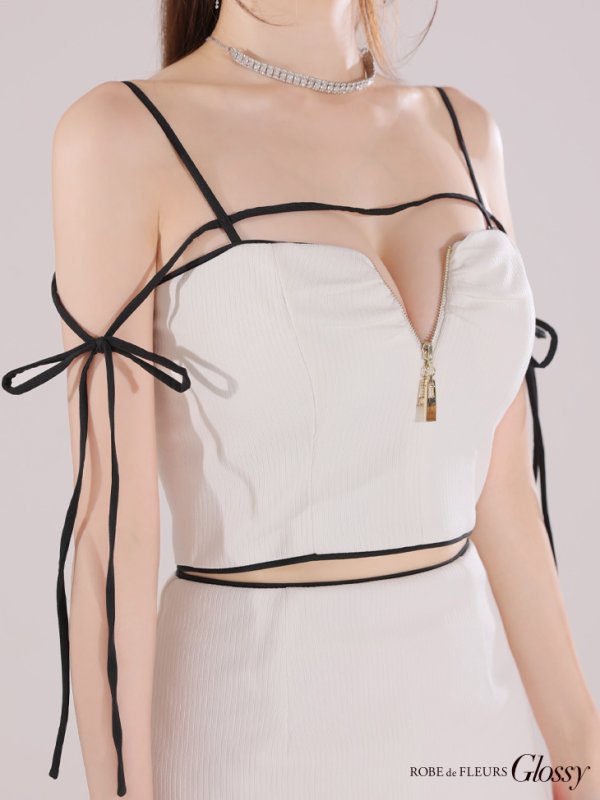 画像27: XSサイズあり【Glossy/グロッシー】リボンオフショル/ デザイン/ リブニット/ セットアップ/ ミニドレス/ キャバドレス[OF08]