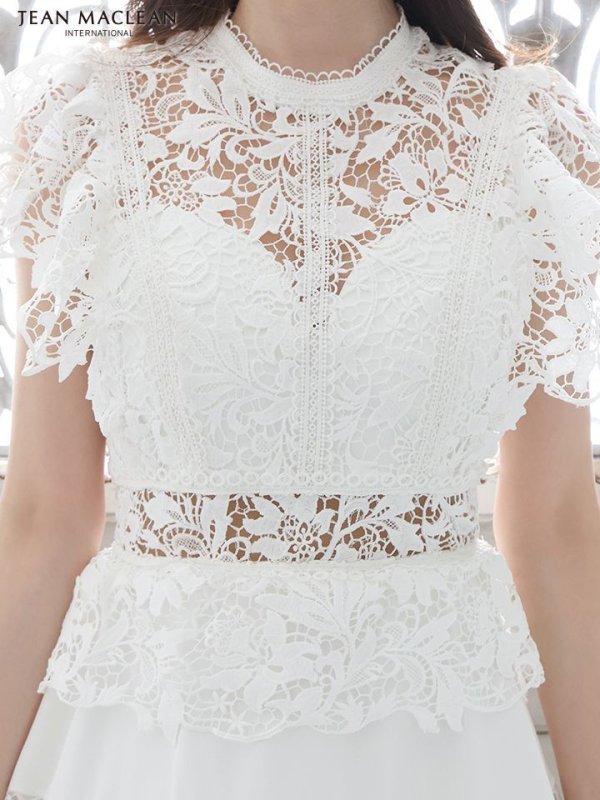 画像5: 【JEAN MACLEAN/ジャンマクレーン】ワンカラー/ フラワーレース/ Aライン/ ミモレ丈/フレア/ ミディアムドレス/ ワンピース/ キャバドレス【HC02】