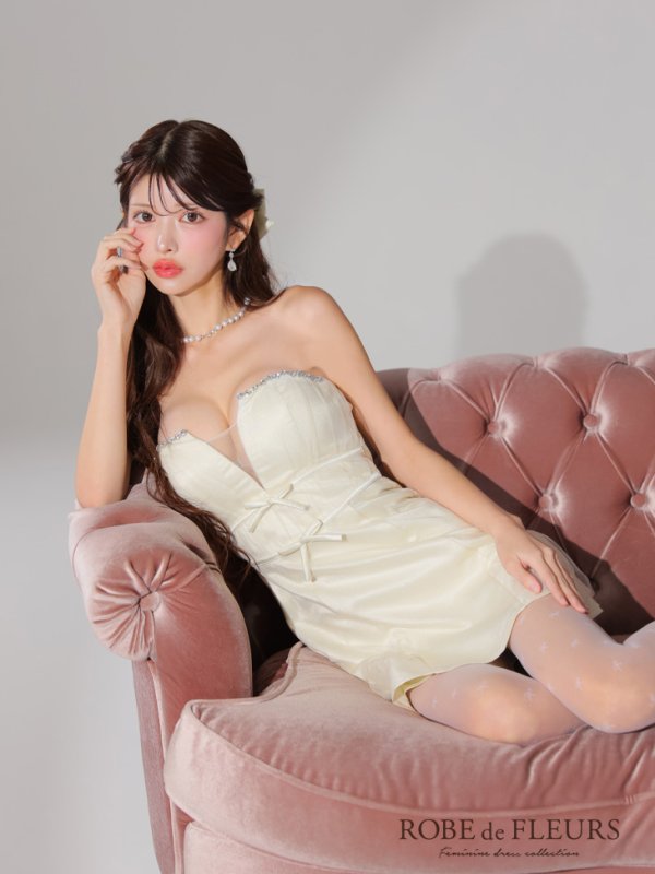 画像21: XSサイズあり【ROBE de FLEURS/ローブドフルール】ラメチュール/ サテン/ バストビジュー/ ミニドレス/ キャバドレス[OF08]