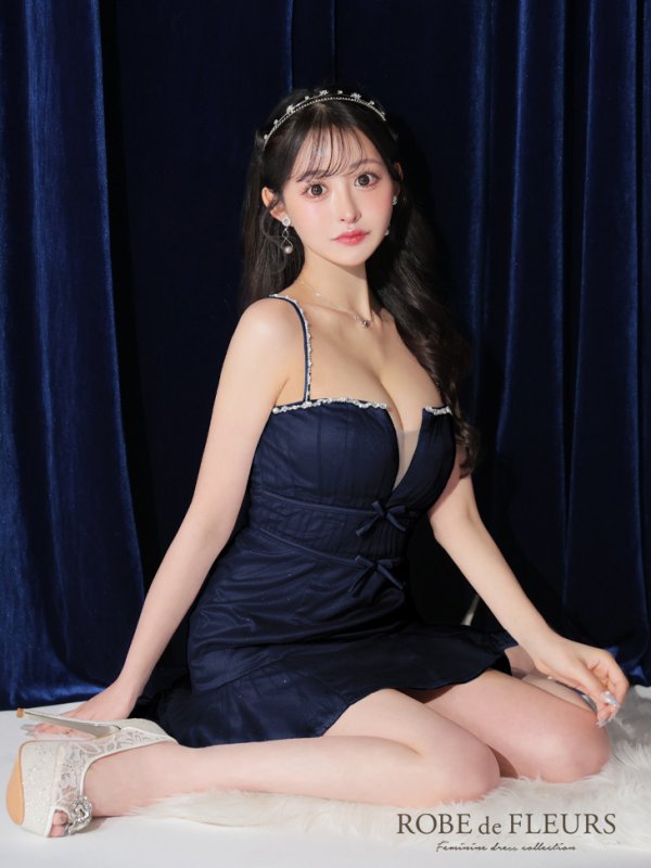 画像28: XSサイズあり【ROBE de FLEURS/ローブドフルール】ラメチュール/ サテン/ バストビジュー/ ミニドレス/ キャバドレス[OF08]