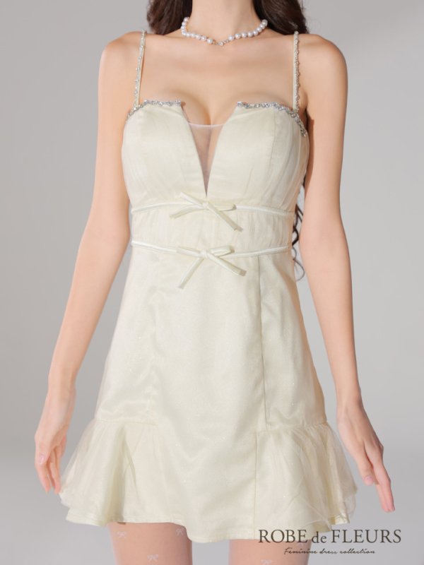 画像24: XSサイズあり【ROBE de FLEURS/ローブドフルール】ラメチュール/ サテン/ バストビジュー/ ミニドレス/ キャバドレス[OF08]