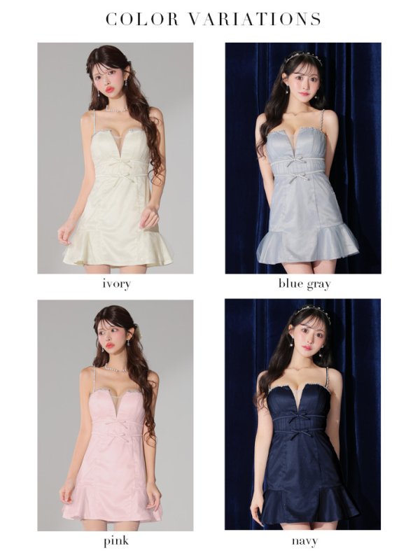 画像30: XSサイズあり【ROBE de FLEURS/ローブドフルール】ラメチュール/ サテン/ バストビジュー/ ミニドレス/ キャバドレス[OF08]