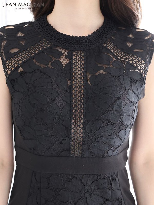 画像4: Lサイズあり【JEAN MACLEAN/ジャンマクレーン】総レース/ フラワーレース/ ノースリーブ/ 切り替え/ ハイウエスト/ 膝丈/ タイト/ ミディアムドレス/ キャバドレス【HC02】