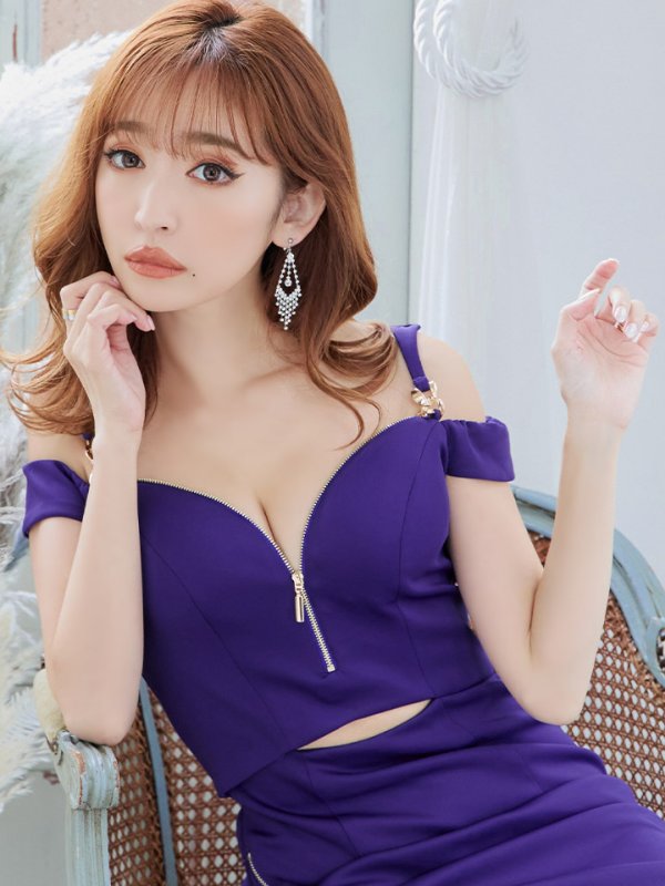 画像16: XSサイズあり【IRMA/イルマ】ワンカラー/ オフショル/ ジップデザイン/ ストレッチ/ タイト/ ミニドレス/ キャバドレス【HC02】