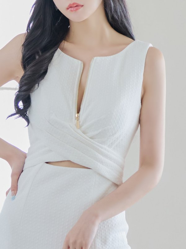 画像7: sugarオリジナルカラー・XSサイズあり【IRMA/イルマ】ワンカラー/ ジップ/ タック/ カットアウト/ ストレッチ/ ノースリーブ/ タイト/ ミニドレス/ キャバドレス【HC02】