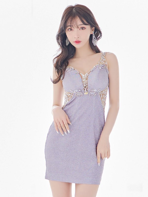 画像8: XSサイズあり【IRMA/イルマ】ワンカラー/ ビジュー/ ラメ/ カットアウト/ ノースリーブ/ ストレッチ/ タイト/ ミニドレス【HC02】