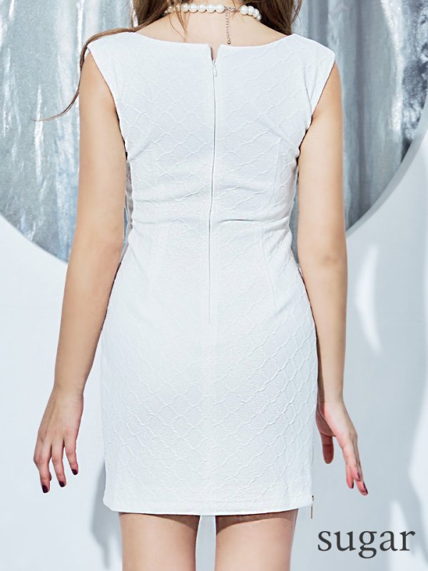 画像11: XSサイズあり【IRMA/イルマ】ワンカラー/ ストレッチ/ ダイヤ柄/ タック/ ノースリーブ/ ジップスリット/ タイト/ ミニドレス/ キャバドレス【HC02】