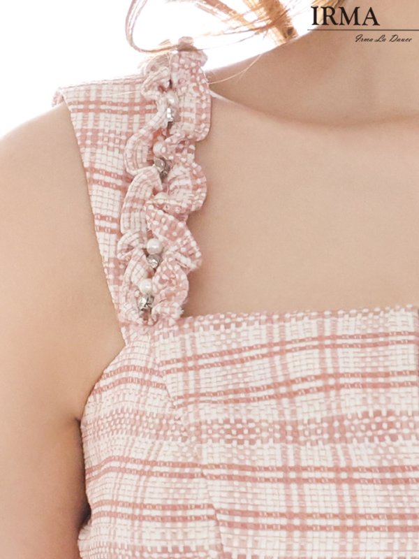 画像5: XSサイズあり【IRMA/イルマ】ツイード/ チェック柄/ フロントジップ/ ビスチェ/ ショルダーフリル/ ウエストカット/ タイト/ ミニドレス/ キャバドレス【HC02】