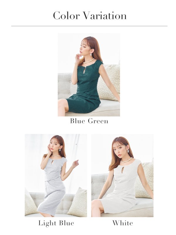 画像20: Lサイズあり【JEAN MACLEAN/ジャンマクレーン】シンプル/ ワンカラー/ ジャガード/ ノースリーブ/ タック/ 膝丈/ タイト/ ミディアムドレス/ キャバドレス【HC02】