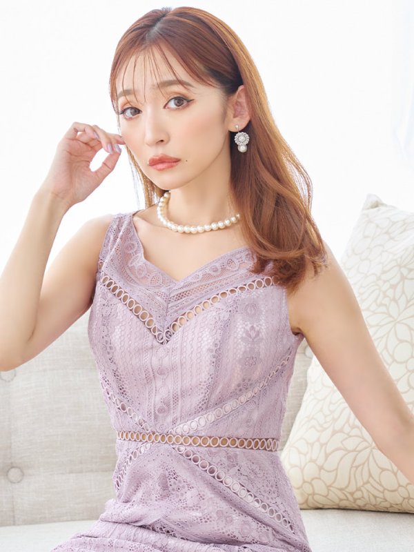 画像3: Lサイズあり【JEAN MACLEAN/ジャンマクレーン】ワンカラー/ 総レース/ ノースリーブ/ タイト/ 膝丈/ ミディアムドレス/ キャバドレス【HC02】