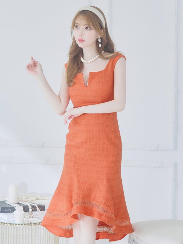 画像4: Lサイズあり【JEAN MACLEAN/ジャンマクレーン】シンプル/ ワンカラー/ ツイード/ ノースリーブ/ マーメイド/ 膝丈/ ミディアムドレス/ キャバドレス【HC02】